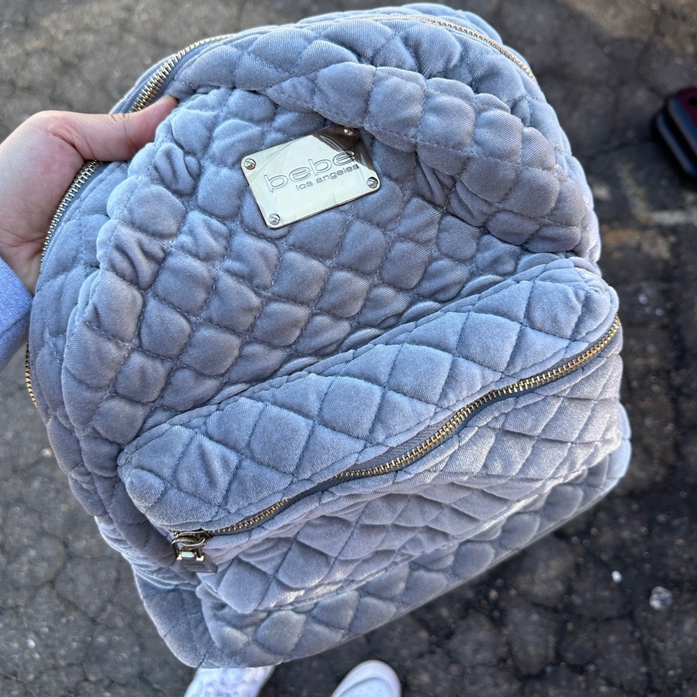 Bebe gray backpack with gold hardware